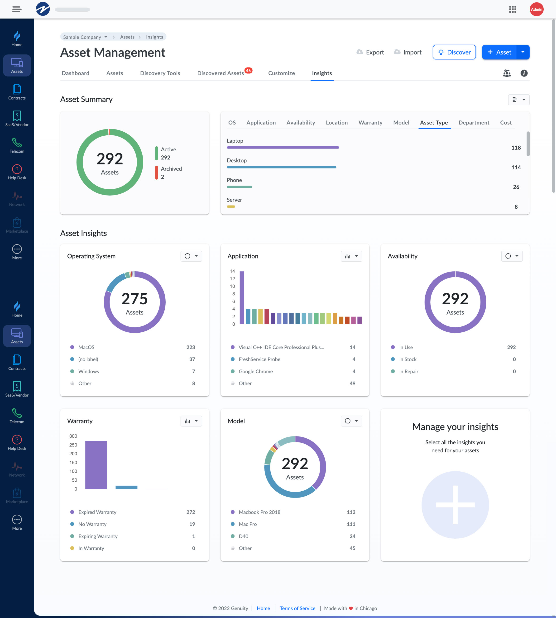 Screenshot of the new Genuity Asset insights